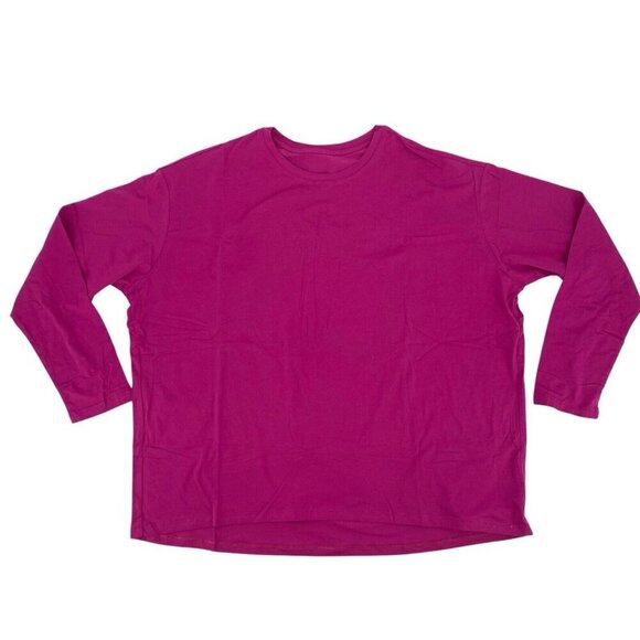 CRZ YOGA Women's Size L Long Sleeve Pima Cotton Shirt Sizzling Pink Top Relaxed - Picture 1 of 8